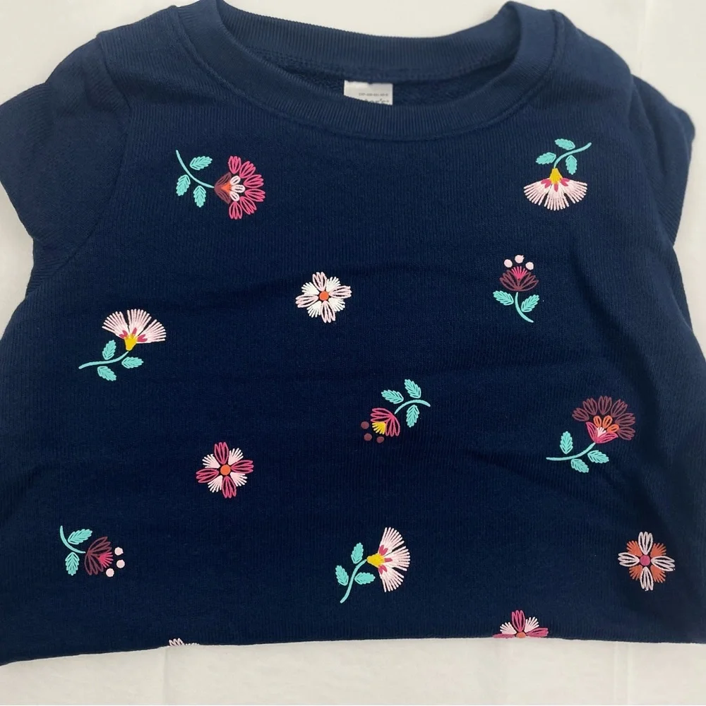 Carter’s Girl Sweatshirt Size 4 Navy Blue Floral - Picture 7 of 8